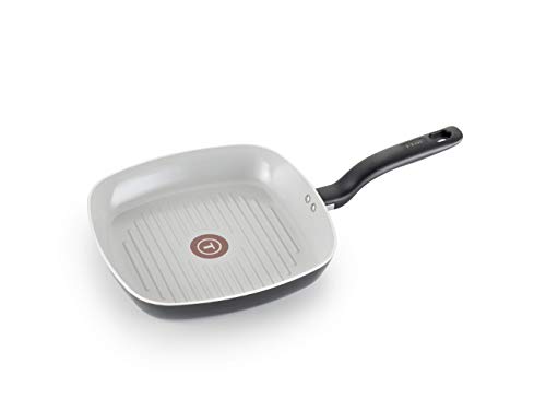 T-fal G90040 T-Fal Specialty Ceramic Dishwasher Oven Safe Grill Pan, 10.25-Inch, Black