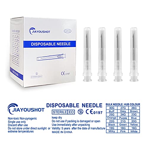 100Pack -16Ga 1.25inch(32mm) Needles with Luer Lock,Individual Package of Injection Syringe Accessories,Suitable for Refilling Liquid, Inks,Livestock and Industry