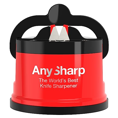 AnySharp Editions - World's Best Knife Sharpener - For Knives and Serrated Blades - Red
