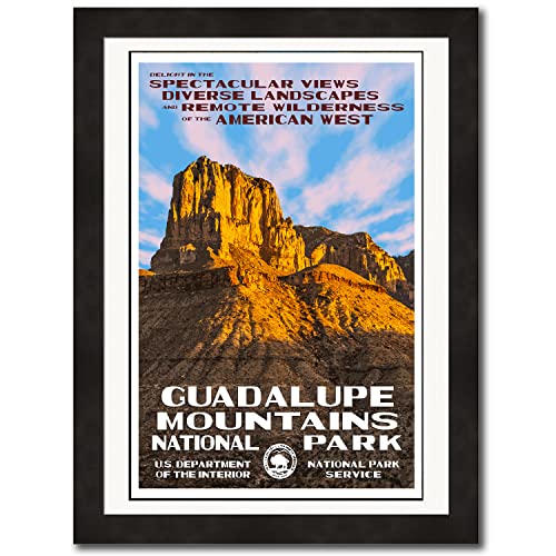 National Park Posters Guadalupe Mountains National Park, Add Some Retro Flair To Your Home - Original Vintage National Park Decor Design by Robert B. Decker - 100% Recycled Material - Unframed - 13" x 19"