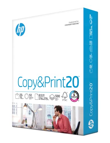 HP Printer Paper | 8.5 x 11 Paper | Copy &Print 20 lb | 1 Ream - 500 Sheets | 92 Bright | Made in USA - FSC Certified | 200060R