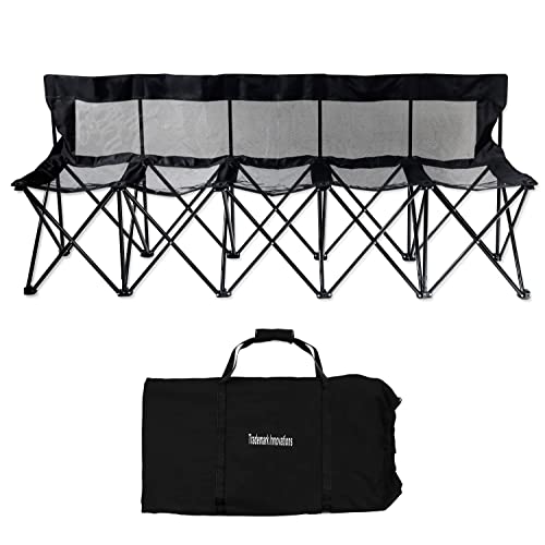 Trademark Innovations Portable Sports Mesh Seat and Bac Team Bench, 6-Seater, Black