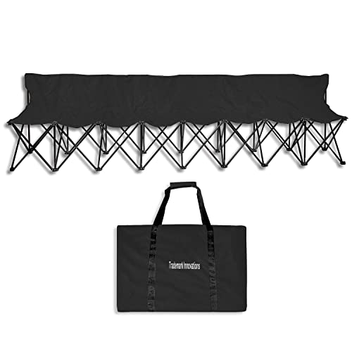 Trademark Innovations Portable 8-Seater Folding Team Sideline Back Sport Bench, Black