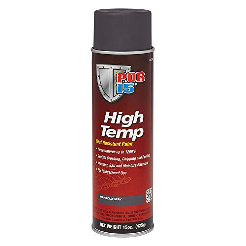 POR-15 High Temperature Paint - Manifold Gray - 15 fl. Oz. - High Heat Resistant Paint - Withstands Temperatures Of 1200F | Weather & Moisture Resistant