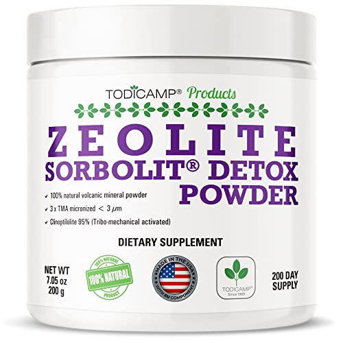TODICAMP Zeolite Powder - Zeolite Clinoptilolite Powder Sorbolit Ultra FINE 1-2 m 95% - 3X Activated - 200g - 7.05oz - Zeolite Powder Supplement - 200 Days Supply (200 Days Supply)