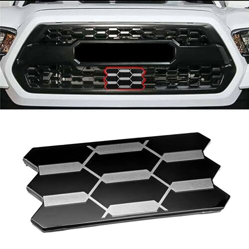 WUSFAR Front Grille Garnish Sensor Cover Replacement for 2018 2019 2020 2021 2022 T-oyota T-acoma TRD PRO Black & Silver (Replaces Part # 53141-35060)