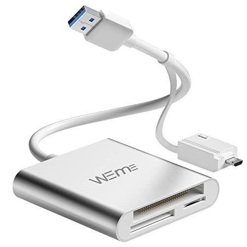 Compact Flash CF Card Reader, WEme Aluminum USB 3.0 Micro SD Card Converter with OTG Adapter for Extreme Pro Professional Sandisk, Lexar SDHC Memory Card and Samsung Galaxy, Mac Mini, Windows, Linux