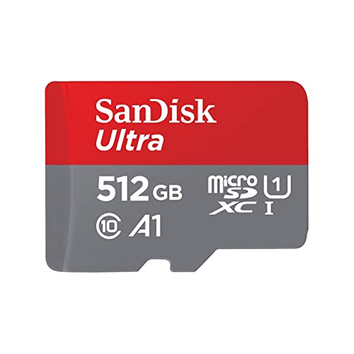 SanDisk 512GB Ultra microSDXC UHS-I Memory Card with Adapter - 120MB/s, C10, U1, Full HD, A1, Micro SD Card - SDSQUA4-512G-GN6MA