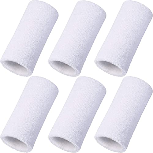 6 Inch Wristbands Sport Long Wrist Bands Sweatband Elastic Athletic Wrist Bands Armbands for Gymnastics Tennis Outdoor Activity(White)