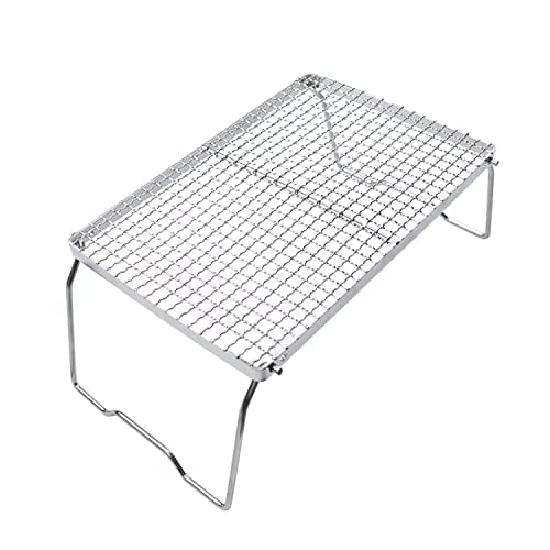 DZRZVD Folding Leg Campfire Grill Grate,304 Stainless Steel,Heavy Duty Portable,Carrying Bag(Weave Grill Mesh-M)