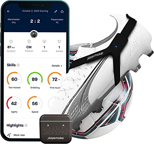 CITYPLAY Smart Soccer Tracker for Cleats by Playermaker, Track 25+ Technical & Physical Metrics, 12 Month Access to CITYPLAY Soccer Training App Included, Advanced Than GPS, Large