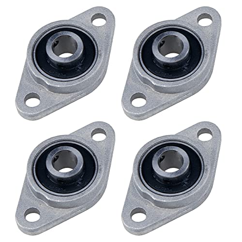 S SYDIEN 4Pcs 8mm/0.31" ID Silver Zinc Alloy Pillow Block Flange Bearing Self-Alignment KFL08