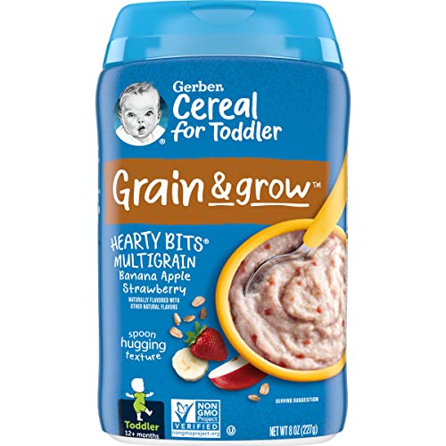 Gerber Baby Cereal Hearty Bits Multigrain Cereal Banana Apple Strawberry, 8 Ounce