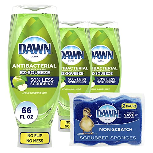 Dawn Antibacterial EZ-Squeeze Dishwashing Liquid Dish Soap,Apple Blossom Scent, (3x22 fl oz)