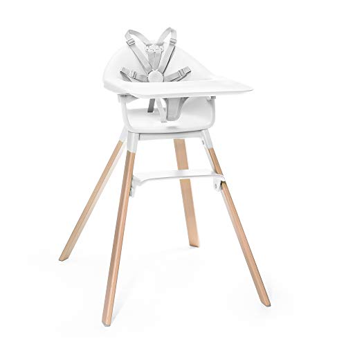 Stokke Clikk High Chair, White - All-in-One High Chair with Tray + Harness - Light, Durable & Travel Friendly - Ergonomic with Adjustable Features - Best for 6-36 Months or Up to 33 lbs