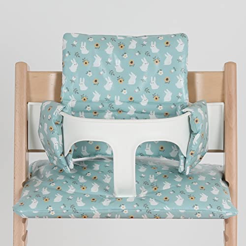 Gembebe Waterproof Cushion Set Compatible with Stokke Tripp Trapp High Chair (Mint Bunny)