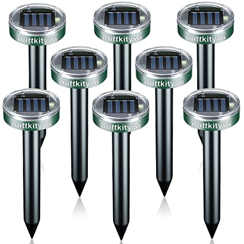 Pack of 8 Solar Mole Repellent Sonic Gopher Repellent Vole Chaser Mole Deterrent Sonic Spikes Rodent Repellent Ultrasonic Pest Control Outdoor Keep Moles Out of Yard Lawn