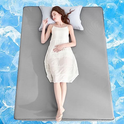 Ailemei Cooling Mattress Pad,Queen/Full Size Mattress Topper for Hot Sleepers,Deep Pockets Cooling Fitted Sheets for Bed,Summer Super Soft Mattress Protector with Bed Cooling System,60"x 80", Gray