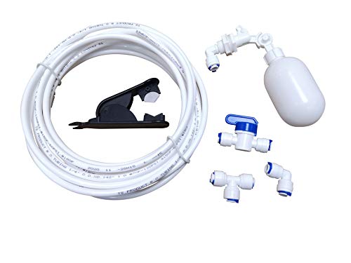 GREDIA 1/4" inch Quick Connect Water Purifiers Tube Fittings RO Reverse Osmosis System(Ball Valve+L+T Type )+ Water Float Ball Valve + PVC Pipe Hose Cutter + 5 Meters/16 Feet Tubing Pipe (White)