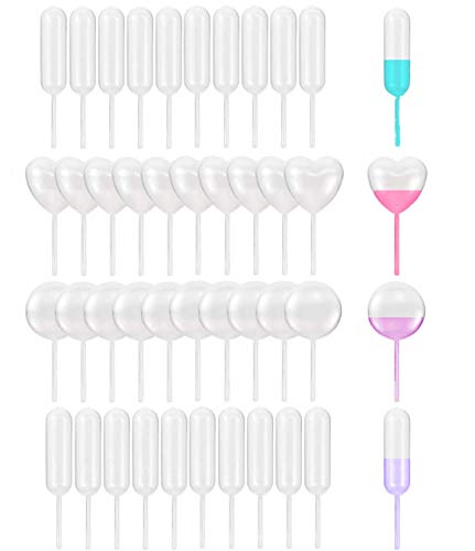 200pcs 4ml Mini Squeeze Transfer Cupcakes Pipettes-Rectangular,Heart,Round Shape,Disposable Plastic Droppers for Cupcake,Dessert,Strawberries and Chocolate, Birthday Party and Holiday Decoration.