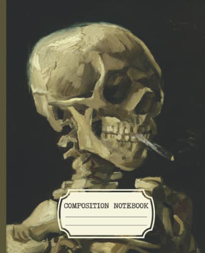 Composition Notebook: Dark Academia Aesthetic College Ruled With Skull Cover Design