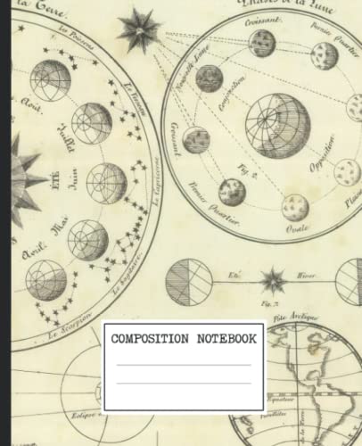 Composition Notebook: Dark Academia Aesthetic College Ruled With Astronomy Drawings Cover Design