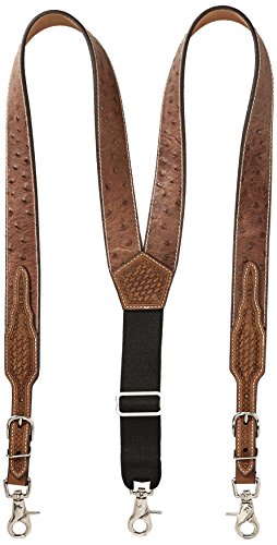 Nocona Belt Co. Men's Ostrich Print Leather Suspender, tan, Large