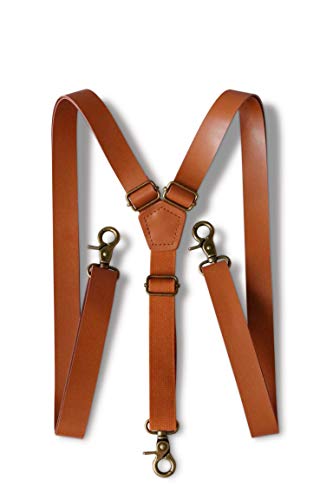 London Jae Apparel Suspenders for Men-(Caramel, Brass Hooks)