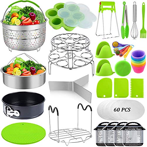 Sugaroom 101 PCS Pressure Cooker Accessories Set Compatible with Instant Pot Accessories 6 qt 8 quart - 2 Steamer Baskets, Springform Pan, Egg Rack, Egg Bites Mold, Steamer Rack and More