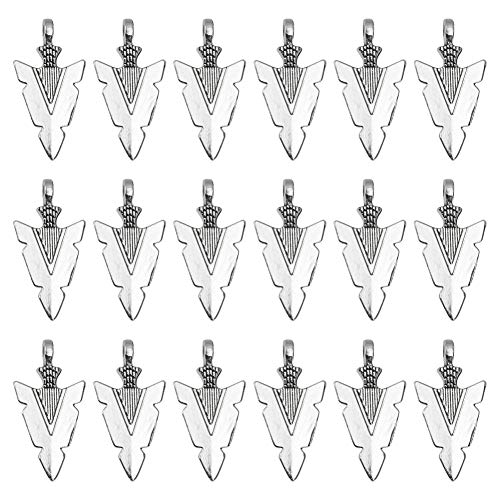 AUEAR, 100 Pack Silver Indian Arrowhead Charms Arrowhead Jewelry Charms for Jewelry Making