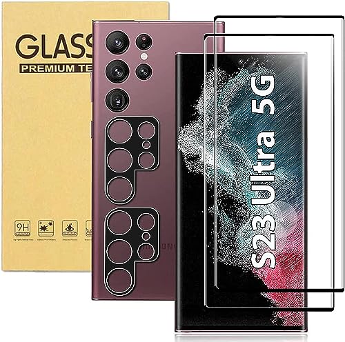 WD-40 [2+2 Pack] for Samsung Galaxy S23 Ultra 5G Screen Protector Tempered Glass Camera Lens Protector,Touch Sensitive,Fingerprint Support,9H Hardenss(6.8")