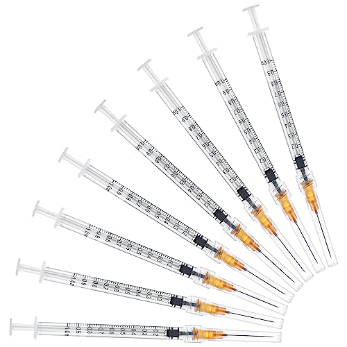 1ml/cc Disposable Syringe with 25 Gauge 1 Inch Needle,Individual Package,Pack of 20