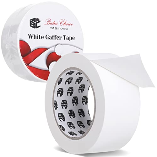 Bates- Gaffers Tape, 2 Inch x 23 Yards, White, Non-Reflective Gaffer Tape, Floor Tape for Electrical Cords, No Residue Gaff Tape, Cable Tape, Gaffing Tape