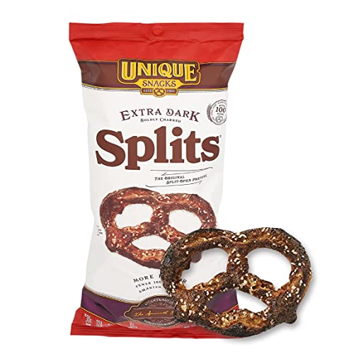 Unique Snacks Extra Dark Splits Pretzels, Original Split-Open Pretzels, Delicious Homestyle Baked Snack Bag, Vegan, OU Kosher, and Non-GMO Food, No Artificial Flavor, 11 Oz. Bag, Pack of 3