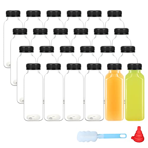 24 pack 10oz(300ml) Clear PET Plastic Juice Bottles With Caps - Plastic Smoothie Bottles-Reusable Bulk Beverage Containers with Tamper Evident Lids For Juicing, Other Beverage by zmybcpack