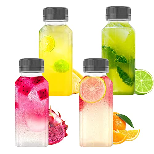 10 OZ Plastic Juice Bottles, Reusable Bulk Beverage Containers, for Juice, Milk and Other Beverages, 4 Pcs.