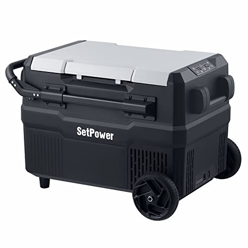 SetPower RV45D PRO Portable Freezer on Wheels, 12 Volt Refrigerator Portable, Camping Fridge for Vehicle, Portable Freezer for Camping, Traveling, Outdoor & Indoor Use, 12/24V DC & 100/240V AC, 0~50, 43L/45 Quart