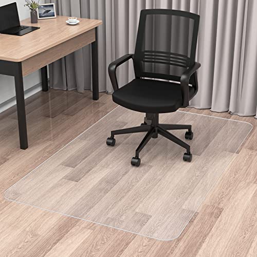 Blvornl Office Chair Mat for Hard Wood Floor, Durable Plastic Protector Floor Mat for Office Chair, Rectangle Transparent PVC Computer Hard Floor Chair Mat for Desk, Office, Home (Clear, 35.5 X 48in)