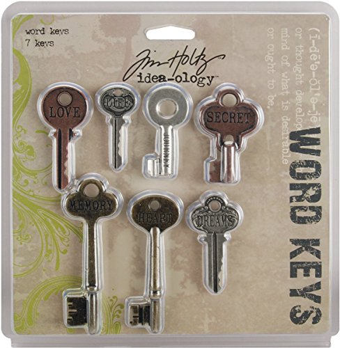 Metal Word Keys by Tim Holtz Idea-ology, 7 Keys per Pack, Various sizes, Antique Finishes, TH92680