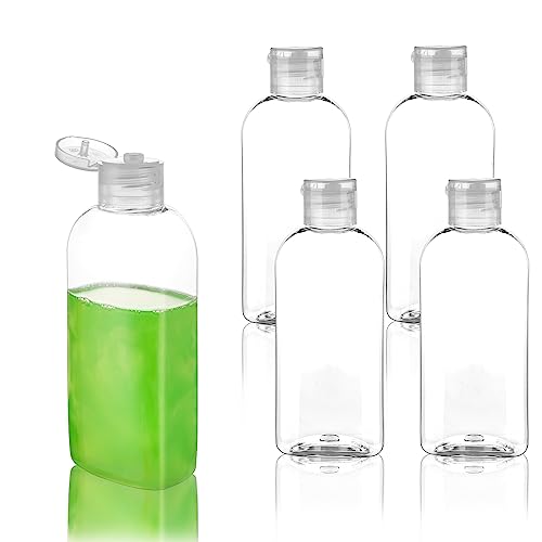 Kitchen GIMS Plastic Travel Squeeze Bottles Clear Travel Size Bottles with Flip Cap TSA Approved 3.4oz/100ml Travel Bottle for Shampoo, Conditioner & Lotion (5 Pack)