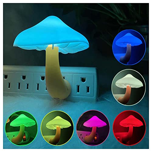 UTLK [1 Pack] Plug-in LED Mushroom Night Light Lamp with Dusk to Dawn Sensor,Plug in LED Bed Cute Mushroom Nightlight Night lamp Wall Light Baby Night Lights for Kids Children (7-Color)