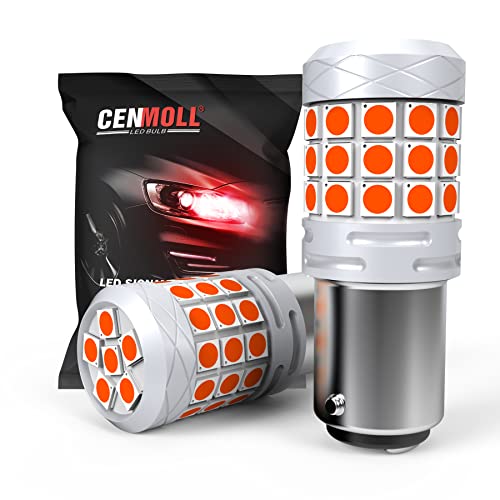 Cenmoll 1157 380 P21/5W BAY15D Led Bulb Red, Super Bright 40W 2000LM 2V-24V Canbus Error Free P21/5W BAY15D Car Bulbs for Backup Reverse Parking Light Turn Signal Brake Tail Lights, Pack of 2