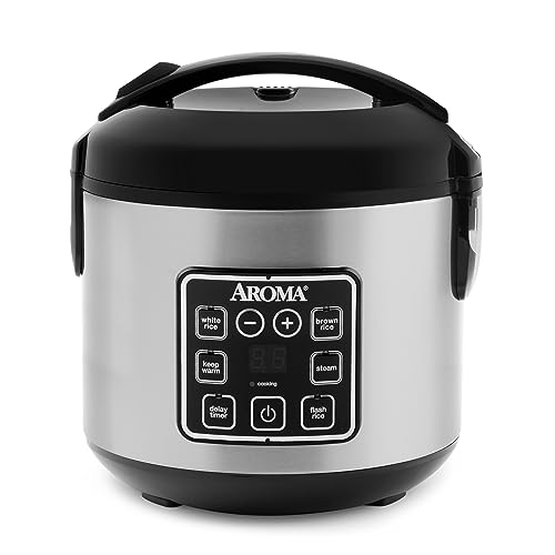 Aroma Housewares ARC-914SBD Digital Cool-Touch Rice Grain Cooker and Food Steamer, Stainless, Silver, 4-Cup (Uncooked) / 8-Cup (Cooked)