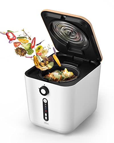 Smart Electric Kitchen Composter, iDOO Compost Bin Countertop, Auto Home Compost Machine Odorless, 3L Food Cycler Waste Composter Turn Waste to Pre-Compost for Plants (Include 1pcs Carbon Filter)