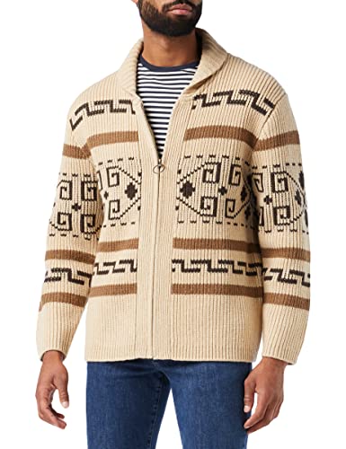 Pendleton Men's The Original Westerley Zip Up Cardigan Sweater, Tan/Brown, Medium