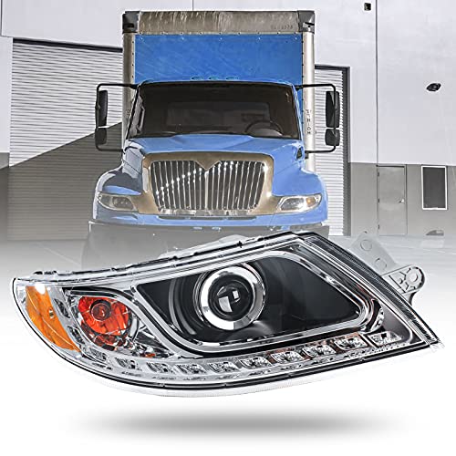 GUO SHI Headlights Fit 2001-2016 International Durastar Truck 4100 4200 4300 4400, 2002-2016 Transtar 8500 8600 Series, Passenger Right Side