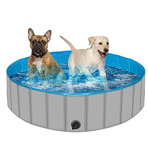 Dog Pool for Large Dogs, Plastic Pool for Dogs, Dog Bathtub Portable, Foldable Pool for Dogs Slip-Resistant (47.2''x 12'')