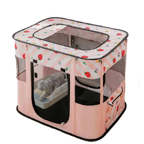 Carroza Portable Foldable Pet Playpen Collapsible Crates Kennel Playpen for Dog cat and Rabbit &Travel playpen Outdoor or Indoor(S, Pink)