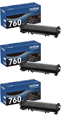 Brother Genuine TN760 High Yield Black Toner Cartridge 3-Pack