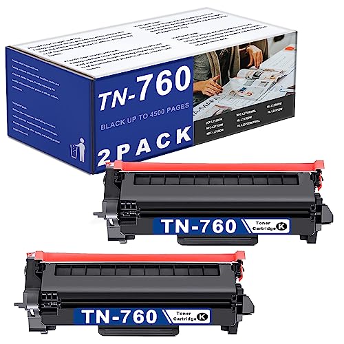 TN760 TN760 Compatible TN760 Toner Cartridge Black Replacement for Brother TN760 DCP-L250DW MFC-2710DDW MFC-L2750DW MFC-L2750DWXL HL-L2350DW HL-L2370DW/DWXL HL-2390DW HL-L2395DW Printer (TN760-2PK)